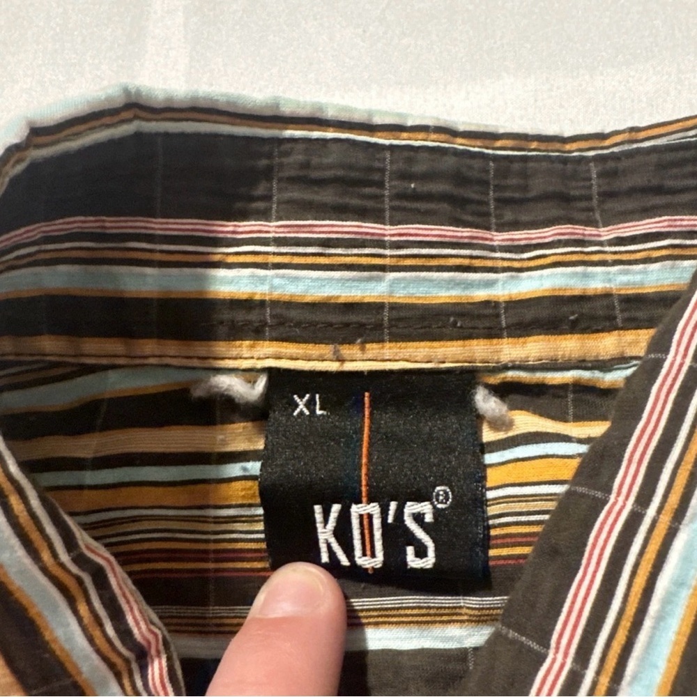 Kos Men’s XL  Brown Mutliy Coler Button  Up Shirts - Picture 2 of 3